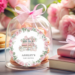 Adesivo Redondo Novo Capítulo Chá de fraldas Floral do Storybook