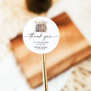 Adesivo Redondo Novo Capítulo Começa Chuvada de Flores Baby Shower