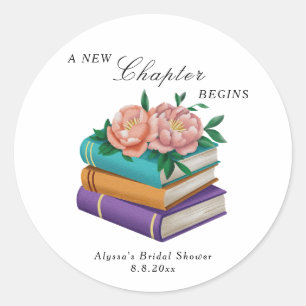 Adesivo Redondo Novo Capítulo Começa Chuveiro Nupcial Floral