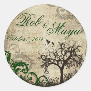 Adesivo Redondo Novo Casamento vintage de vida Obrigado Padrinho