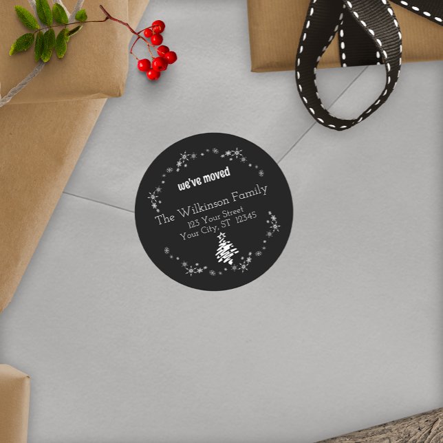 Adesivo Redondo Novo endereço Feriado Natal Feriado - Selo de Enve (Criador carregado)