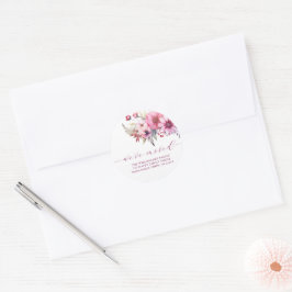 Adesivo Redondo Novo Endereço Floral Elegante