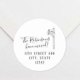 Adesivo Redondo Novo Endereço Movendo Endereço de Devolução do Anú