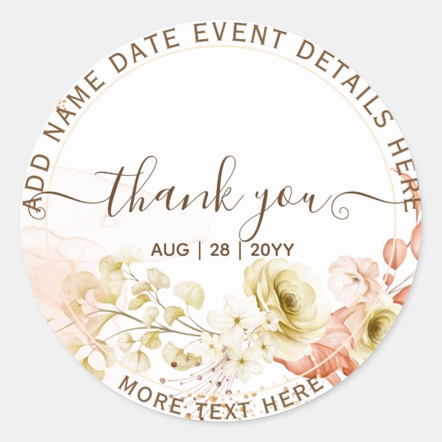 Adesivo Redondo NOVO! Flores de Coral bonito Mestiças de COLS (Frente)