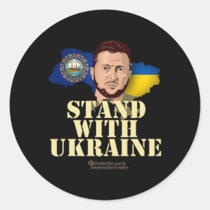 Adesivo Redondo Novo Hampshire Apoia a Ucrânia Zelenskyy Novo Ham