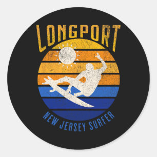 Adesivo Redondo Novo Jersey Surfista Longport Nj Praias de Surf Be