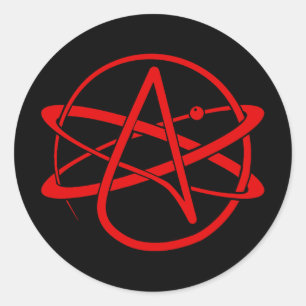 Adesivo Redondo Novo Logotipo Ateu Vermelho