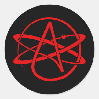 Adesivo Redondo Novo Logotipo Ateu Vermelho