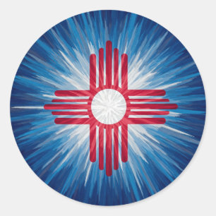 Adesivo Redondo Novo México, branco vermelho e azul