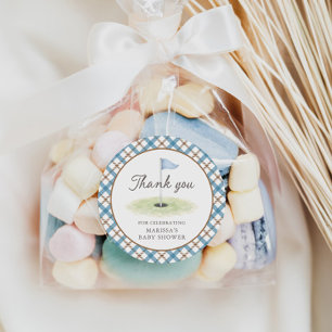 Adesivo Redondo Novo no Clube de Golfe Brown & Blue Baby Shower