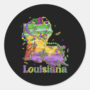 Adesivo Redondo Novo Orleans Louisiana Mapa Fleur De Lis Mardi Gra
