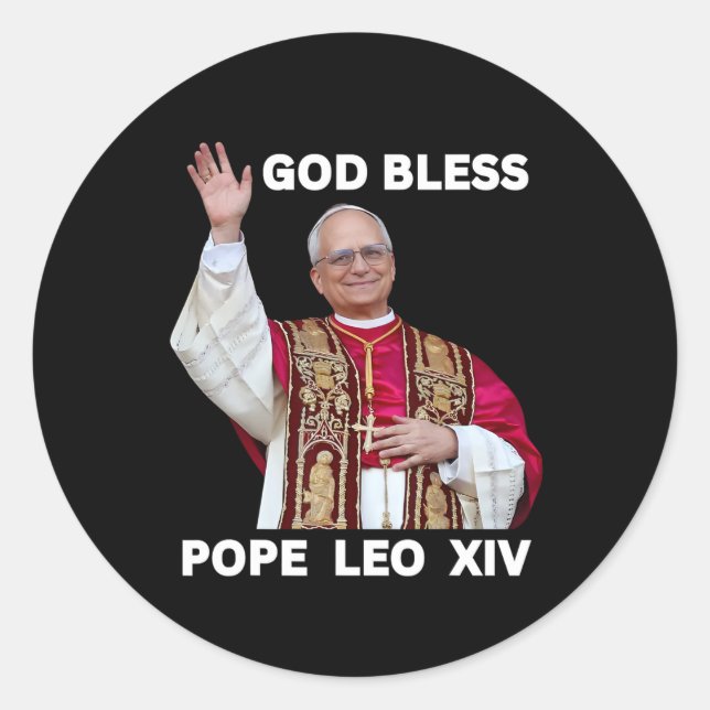 Adesivo Redondo Novo Papa Leão Xiv presentes católicos Merch Souve (Frente)