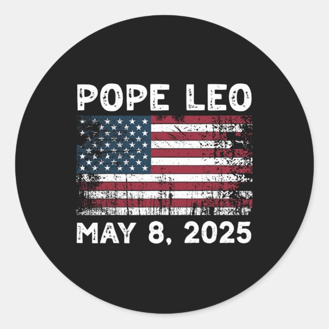 Adesivo Redondo Novo Papa Leo Us Papa Leo Americano (Frente)