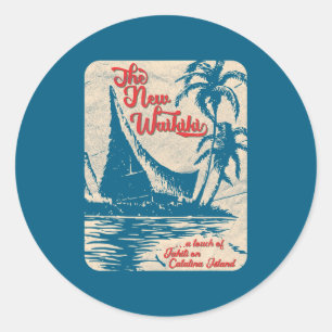 Adesivo Redondo Novo Tiki Bar Waikiki Estilo Havaiano Retro Estilo