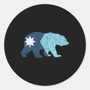 Adesivo Redondo Novo Urso da Bandeira do Estado de Minnesota 