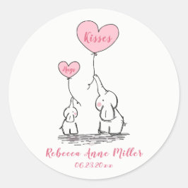 Adesivo Redondo Novos Abraços De Menina E Elefantes De Beija