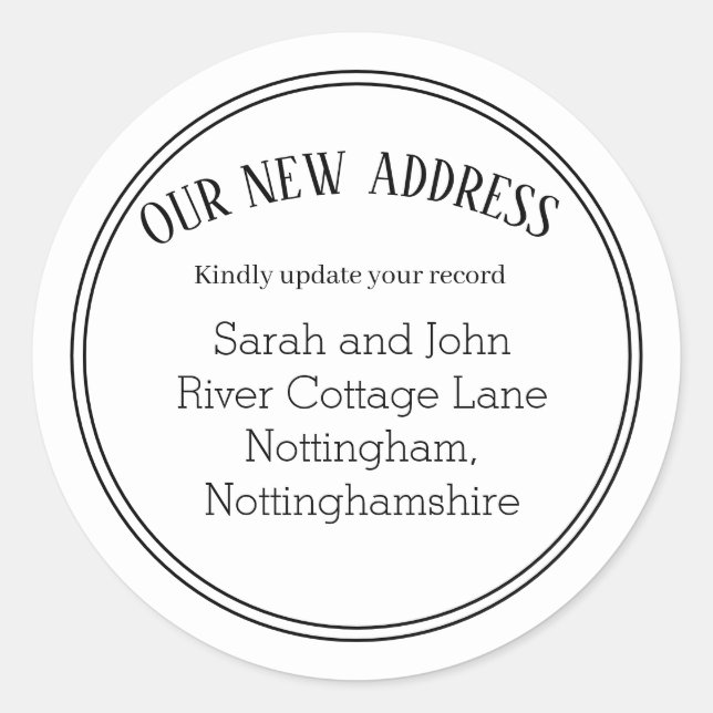 Adesivo Redondo Novos Autocolantes de Anúncio de Movimentação de E (Frente)