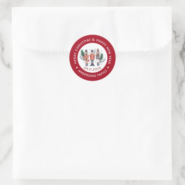 Adesivo Redondo Nozes de Natal compostas de choco vermelho (Bolsa)