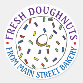 Adesivo Redondo Nozes De Rosquinha Frescas E Homemadas, Fabricadas