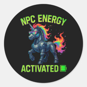 Adesivo Redondo Npc Energia Ativada Estética Divertida Gamer Rgb P
