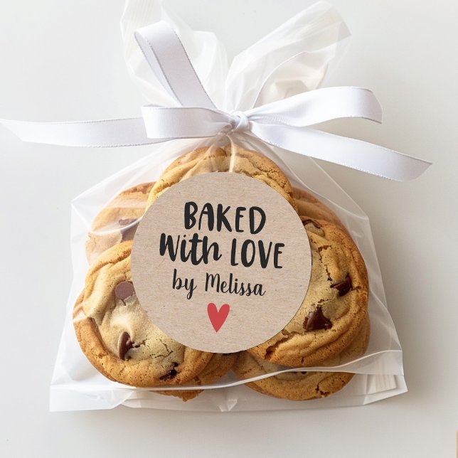Adesivo Redondo Nua com Amor (A cute baked with love sticker to decorate your treat bags.)