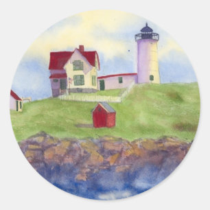 Adesivo Redondo Nubble Light House York Maine Classic Round Sticke