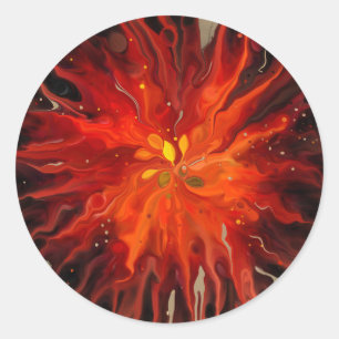 Adesivo Redondo Núcleo Carmesim – Explosão de Energia Abstrata Ígn