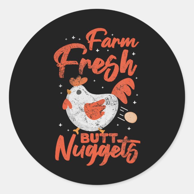 Adesivo Redondo Nugget Fazenda de frango Nugget Nuggets frescos (Frente)