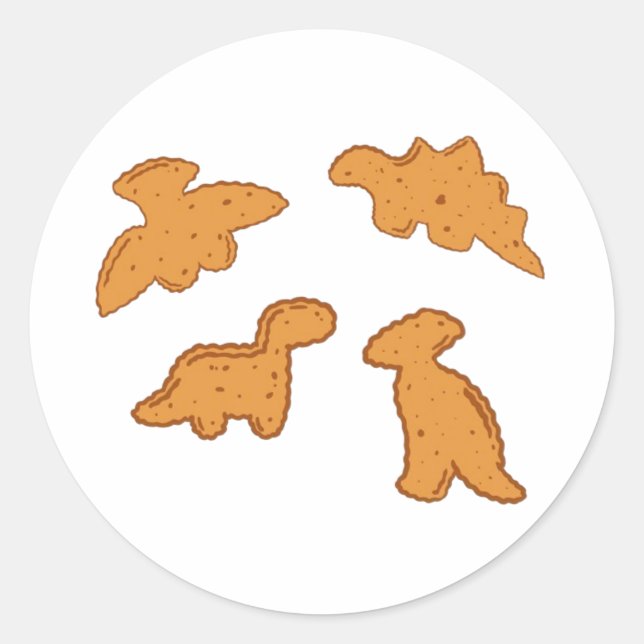 Adesivo Redondo Nuggets de dinossauro  (Frente)
