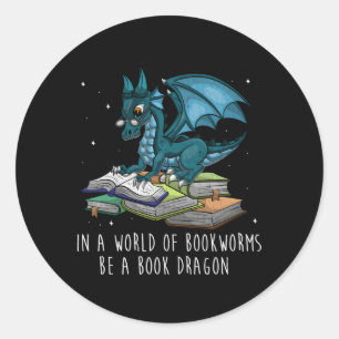 Adesivo Redondo Num Cheio Mundial De Bookworms Seja Um Dragão De L