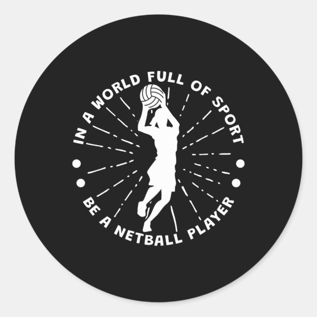 Adesivo Redondo Num Cheio Mundial, Jogador De Netball (Frente)