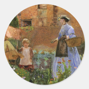 Adesivo Redondo Num Jardim em Cookham por George John Pinwell
