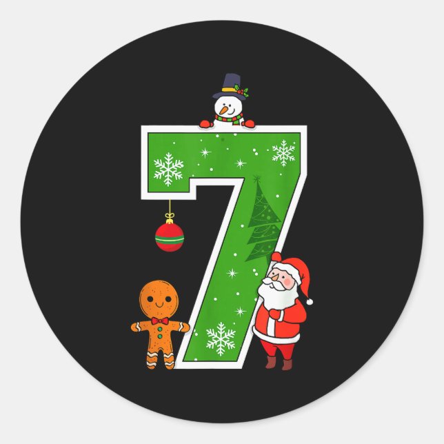 Adesivo Redondo Number 7 67 Meme Couple Pajamas Christmas Matching (Frente)