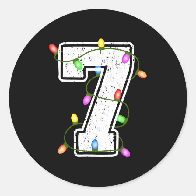 Adesivo Redondo Number 7 7th Birthday Boy Christmas Happy Birthday (Frente)