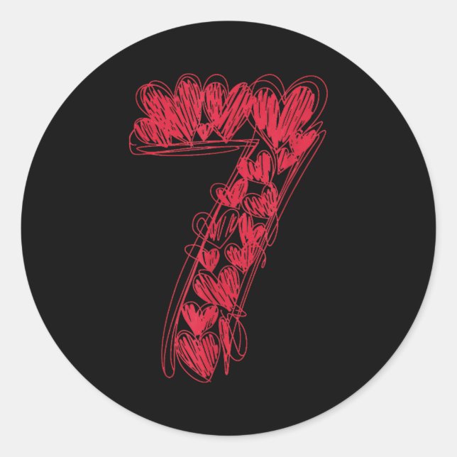 Adesivo Redondo Number 7 - Cute 67 Matching Valentine  (Frente)