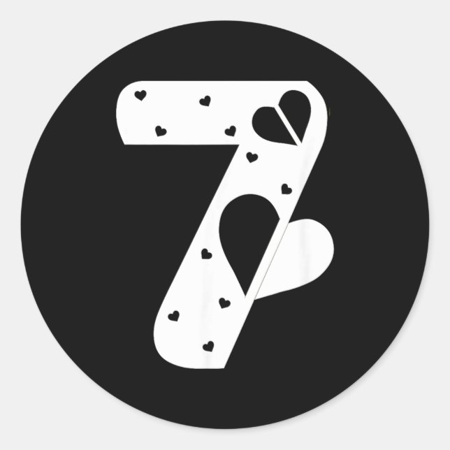 Adesivo Redondo Number 7 Hearts Love 67 Couple Matching Christmas  (Frente)