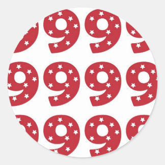 Adesivo Redondo Number 9 - White Stars on Dark Red