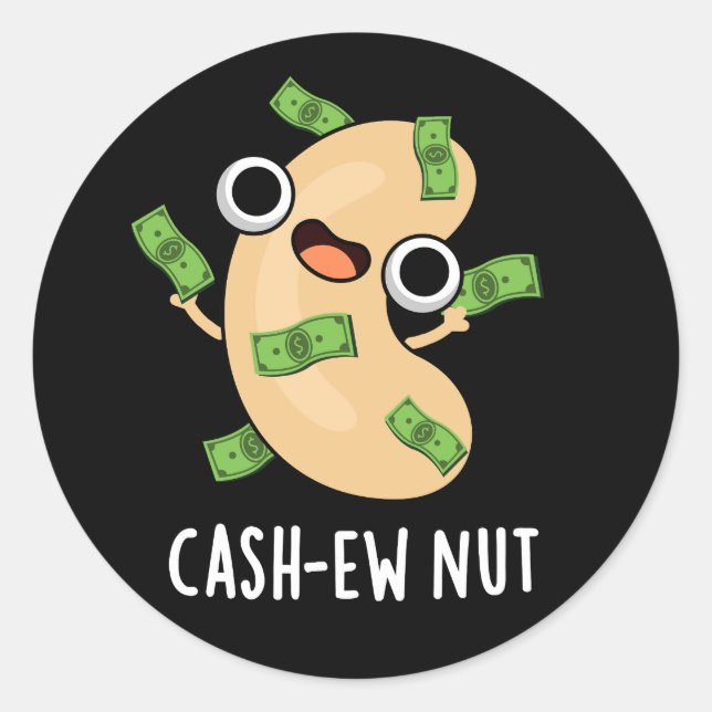 Adesivo Redondo Numerário Nut Funny Cashew Nut Pun Dark BG (Frente)