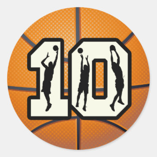 Adesivo Redondo Número 10 de basquetebol e jogadores