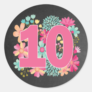 Adesivo Redondo Número 10 Décima Festa de Aniversário