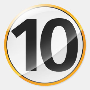 Adesivo Redondo Número 10: vinheta dourada