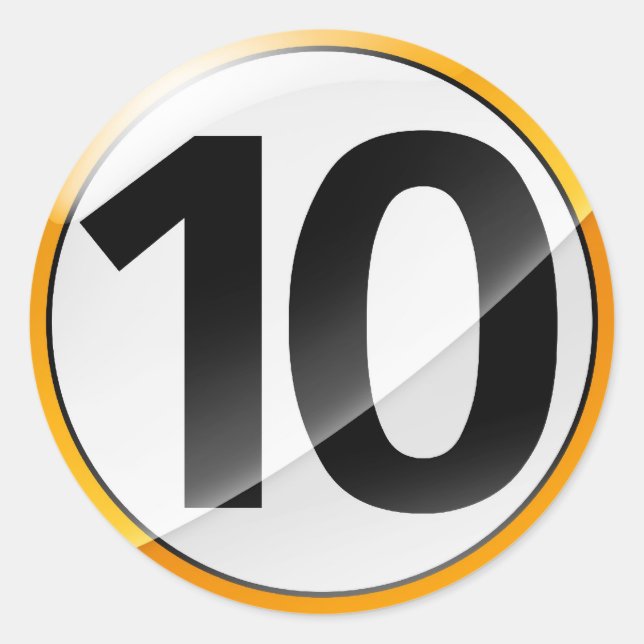 Adesivo Redondo Número 10: vinheta dourada (Frente)