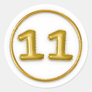 Adesivo Redondo Número 11 Balão Dourado