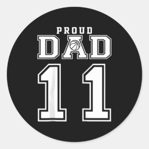 Adesivo Redondo Número 11 Personalizado Orgulhoso Pai de Basquete