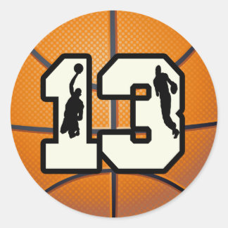 Adesivo Redondo Número 13 - Basquete e Jogadores