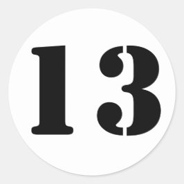 Adesivo Redondo Número 13 Treze Números de Estêncil Branco por Jan