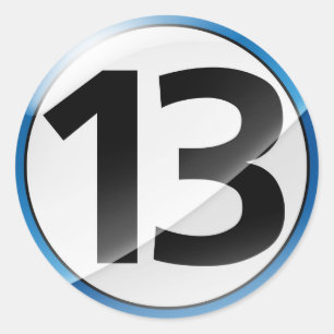 Adesivo Redondo Número 13: vinheta azul