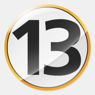 Adesivo Redondo Número 13: vinheta dourada