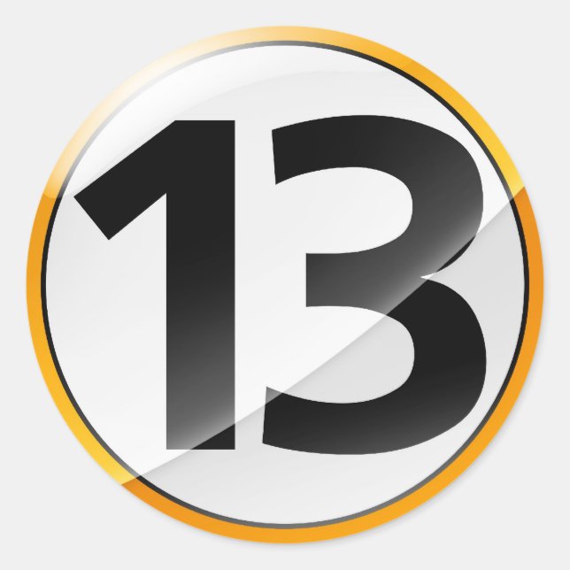 Adesivo Redondo Número 13: vinheta dourada (Frente)