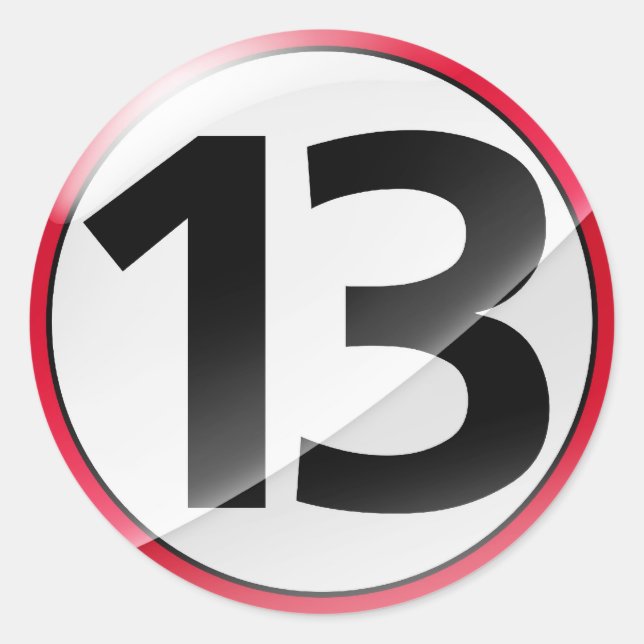 Adesivo Redondo Número 13: vinheta vermelha (Frente)